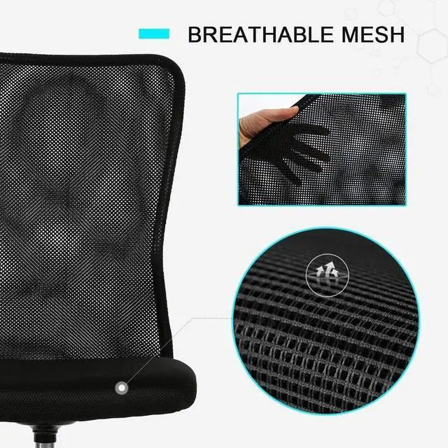Alt view image 3 of 6 - Office Chair Desk Chair Computer Chair with Lumbar Support Ergonomic Mid Back Mesh Adjustable Height Swivel Chair Armless Modern Task Executive Chair for Women Men Adult-10set