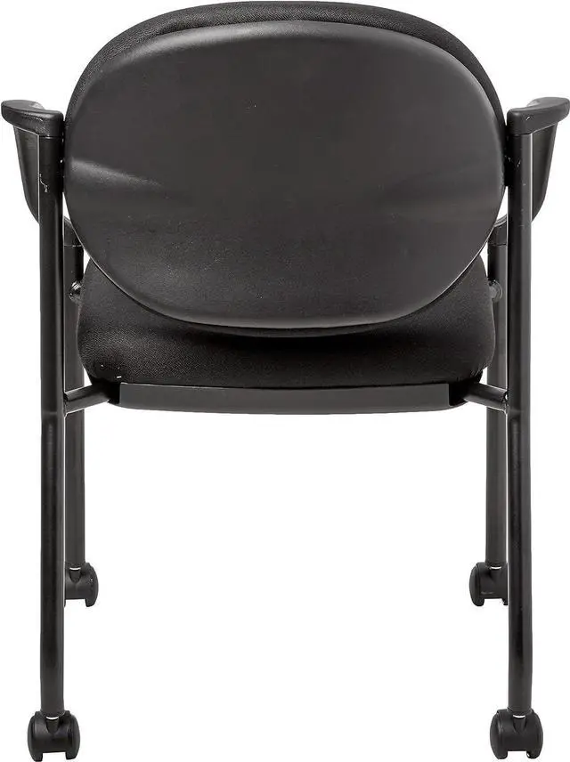 Alt view image 5 of 7 - Work Smart Office Star Padded Fabric Seat and Back Stacking Chair with Arms and Dual Wheel Carpet Casters, Black