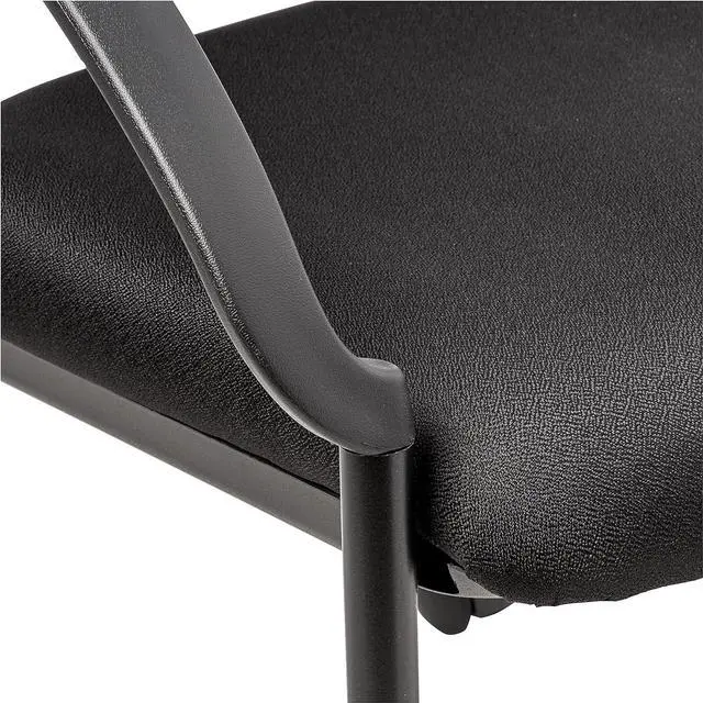 Alt view image 6 of 7 - Work Smart Office Star Padded Fabric Seat and Back Stacking Chair with Arms and Dual Wheel Carpet Casters, Black