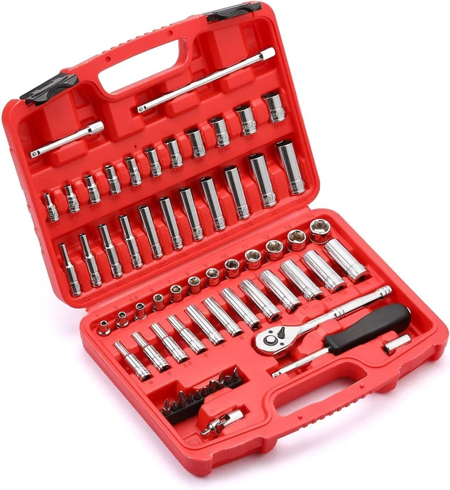 Alt view image 7 of 7 - MIXPOWER 62-Piece 1/4-Inch Dr. Master Socket Set with Ratchets,Universal Joint, Drive Extension Bar Set with 1/4'' Dr. Bits Set, SAE/Metric, 6-Point, 5/32-Inch - 9/16-Inch, 4 mm - 14 mm, CR-V Socket