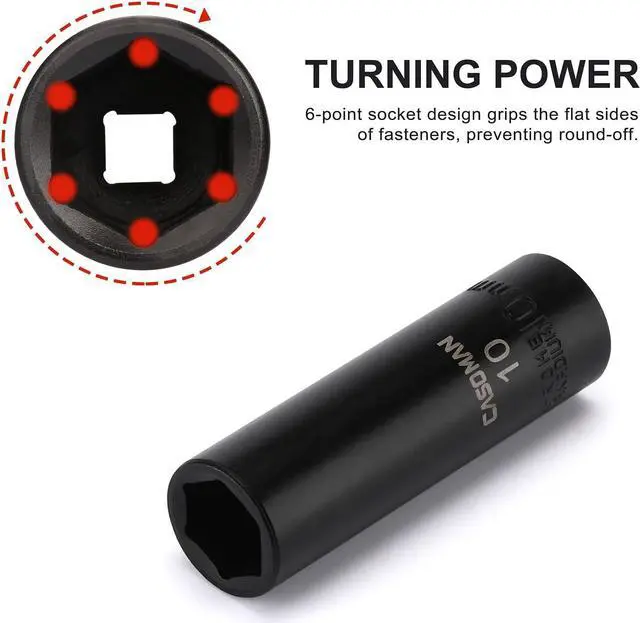 Alt view image 4 of 7 - CASOMAN 1/4 Inch Drive Master Impact Socket Set, 50-Piece, 6-Point, SAE/Metric, 5/32 Inch - 9/16 Inch, 4mm - 15mm, Standard/Deep,CR-V