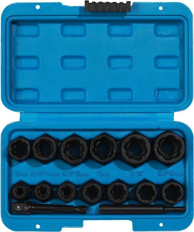 Alt view image 6 of 7 - MIXPOWER 13-Piece 3/8-inch Impact Bolt & Nut Remover Set, Nut Extractor Socket, Bolt Remover Tool Set with Hex Adapter, Metric and SAE