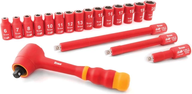 Alt view image 2 of 7 - Titan 68100 19-Piece 3/8-Inch Drive VDE Insulated Socket Set