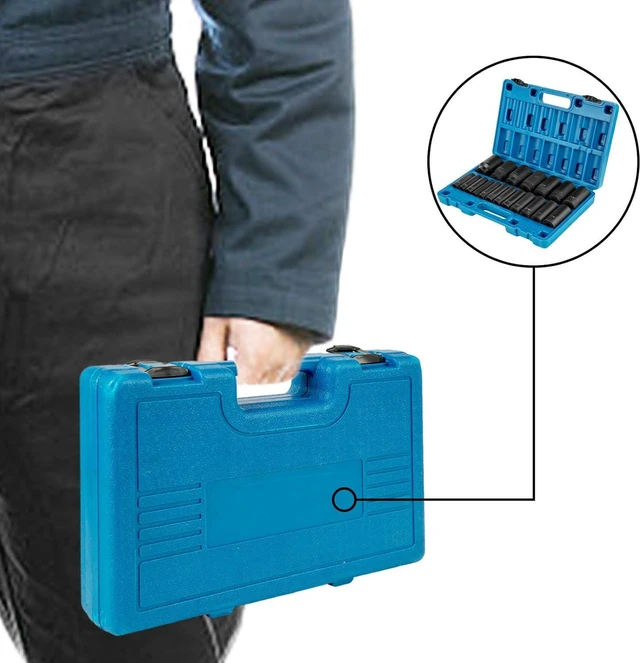 Alt view image 6 of 7 - VEVOR Impact Socket Set 1/2 Inches 19 Piece Impact Sockets, Deep Socket, 6-Point Sockets, Cr-V, 1/2 Inches Drive Socket Set Impact 3/8 inch - 1-1/2 inch, with a Storage Cage, Blue