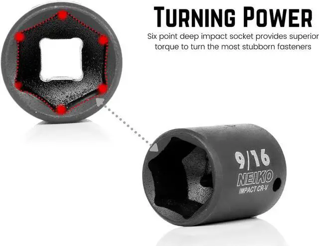 Alt view image 3 of 6 - NEIKO 02437A 1/4 Drive Impact Socket Set 54 Piece Metric & Standard, Deep & Shallow Chrome Vanadium Steel 3/8 to 1/4 Reducer Hex Shank Adapter, Metric and Standard, Deep Socket Set