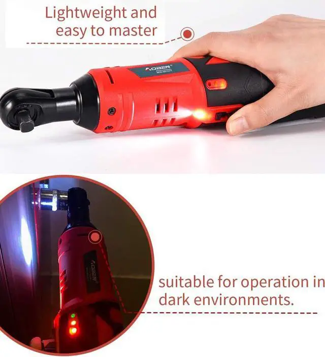 Alt view image 6 of 7 - Cordless Electric Ratchet Wrench Set, AOBEN 3/8" 12V Power Ratchet Tool Kit with 2 Packs 2000mAh Lithium-Ion Battery and Charger