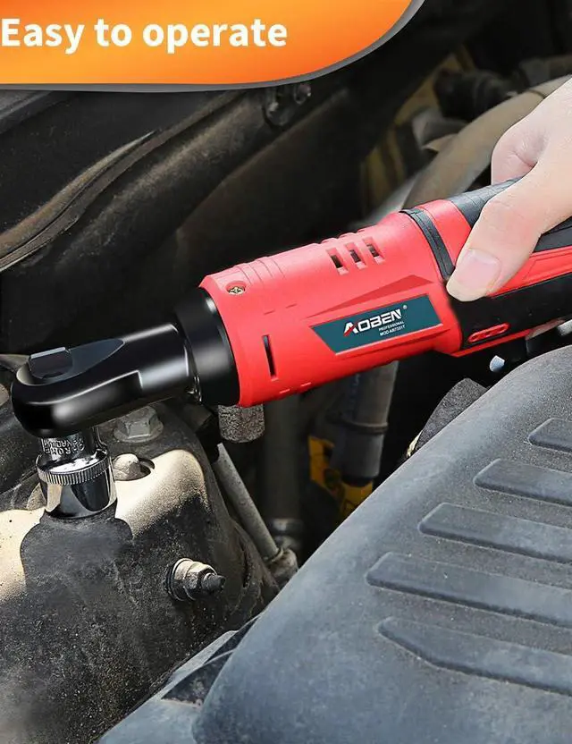 Alt view image 7 of 7 - Cordless Electric Ratchet Wrench Set, AOBEN 3/8" 12V Power Ratchet Tool Kit with 2 Packs 2000mAh Lithium-Ion Battery and Charger