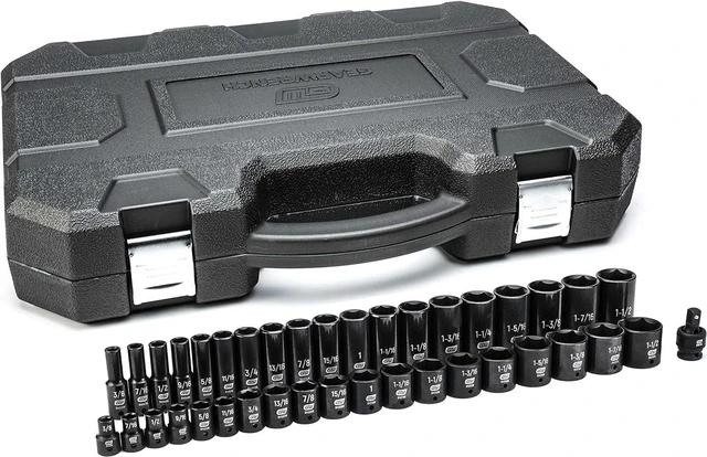 Main image of GEARWRENCH 39 Pc. 1/2" Drive 6 Pt. Impact Socket Set, Standard & Deep, SAE - 84947N, Black