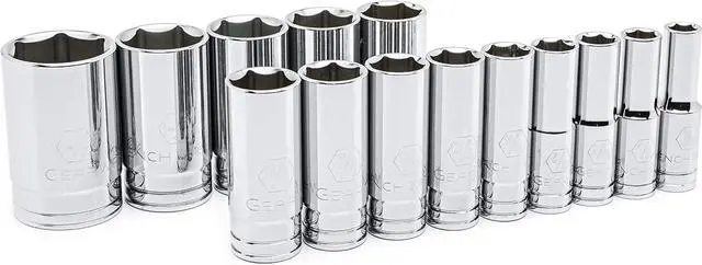 Main image of GEARWRENCH 14 Pc. 1/2" Drive 6 Pt. Deep Socket Set, SAE - 80733