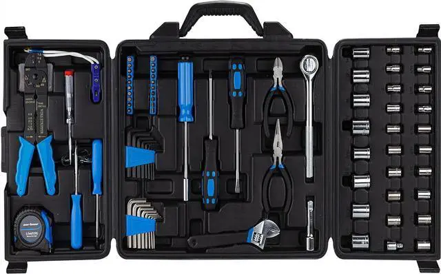 Main image of Cartman 122 Piece Auto Tool Accessory Set Tool Kit Set Electric Tool Set Drive Socket and Socket Wrench Sets Blue