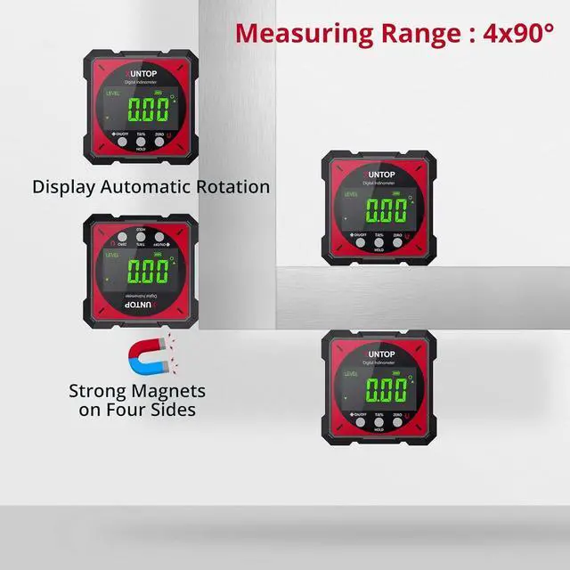 Alt view image 5 of 7 - XUNTOP USB Charging Digital Level Box Angle Finder with Electronic Laser 4-Side Strong Magnetic Angle Gauge IP54 Waterproof Inclinometer Level Saving Time and Effort in Decorations Woodworking