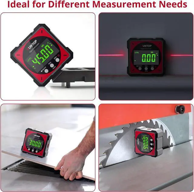 Alt view image 7 of 7 - XUNTOP USB Charging Digital Level Box Angle Finder with Electronic Laser 4-Side Strong Magnetic Angle Gauge IP54 Waterproof Inclinometer Level Saving Time and Effort in Decorations Woodworking