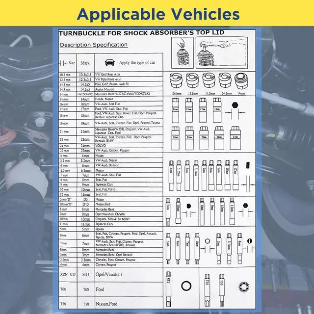 Alt view image 3 of 7 - Socket Wrench Set 47PCS Shock Absorber Strut Nut Removal Tool Socket Set Pass Through Socket Set High Hardness Shock Absorber Socket Wrench Kit for All Vehicles Ratchet and Socket Set Suspension Tools