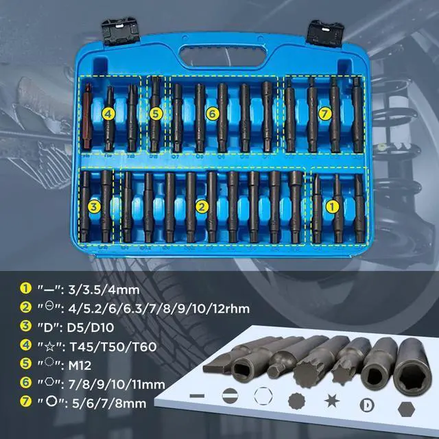 Alt view image 4 of 7 - Socket Wrench Set 47PCS Shock Absorber Strut Nut Removal Tool Socket Set Pass Through Socket Set High Hardness Shock Absorber Socket Wrench Kit for All Vehicles Ratchet and Socket Set Suspension Tools