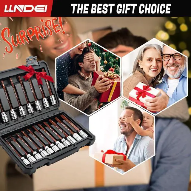 Alt view image 6 of 7 - LLNDEI 3/8-Inch Drive Extra Long Allen Hex Bit Socket Set 19PCS- Standard SAE & Metric (1/8"-3/8", 3-12mm), CR-V&S2 Alloy Steel, Durable Tool Accessories Kit for Mechanics(Black Case)