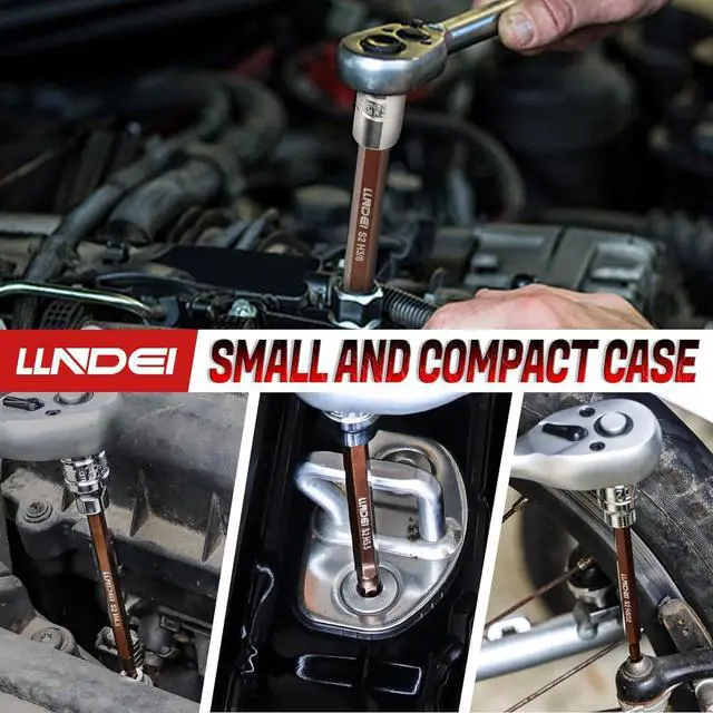 Alt view image 7 of 7 - LLNDEI 3/8-Inch Drive Extra Long Allen Hex Bit Socket Set 19PCS- Standard SAE & Metric (1/8"-3/8", 3-12mm), CR-V&S2 Alloy Steel, Durable Tool Accessories Kit for Mechanics(Black Case)