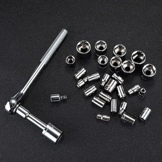 Alt view image 3 of 6 - Cartman 122 Piece Auto Tool Accessory Set Tool Kit Set Electric Tool Set Drive Socket and Socket Wrench Sets Blue