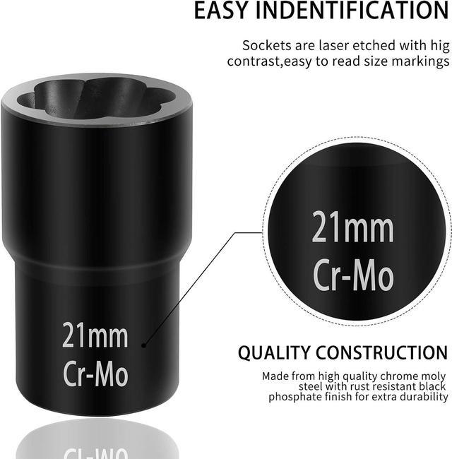 Twist Socket Set Lug Nut Remover Extractor Tool 5 Piece Metric