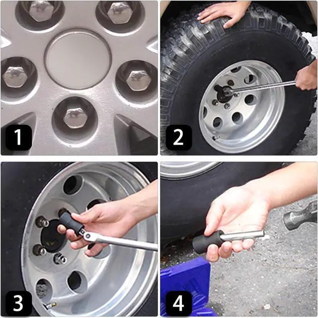 Alt view image 6 of 7 - Twist Socket Set Lug Nut Remover Extractor Tool 5 Piece Metric Bolt and Lug Nut Extractor Socket Tools ,ith Center Punch Bar (17mm - 22mm)