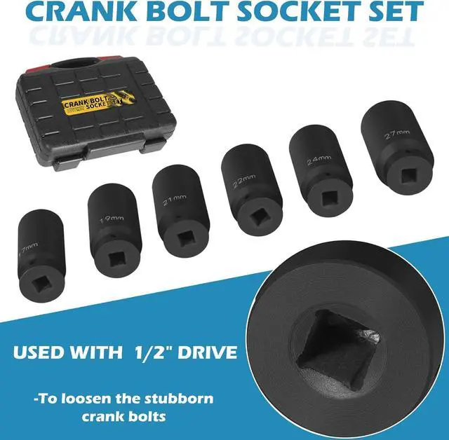 Alt view image 6 of 7 - 1/2" Drive Crank Bolt Socket Set, 17MM, 19MM, 21MM, 22MM, 24MM 27MM, Harmonic Balancer Socket Set, Crank Bolt Removal Tool, 3 Times Momentum Power of Standard Impact Socket Set, Deep Impact Socket Set