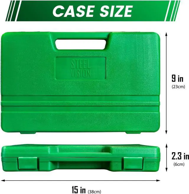 Alt view image 6 of 7 - Steel Vision 3/8" and 1/2 Drive Impact Socket Set, 35 Pieces Metric/SAE Shallow Socket, Cr-V, 6-Point, Includes Socket Adapter and Extension Bars, Portable Storage Case