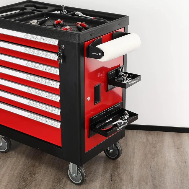 Alt view image 6 of 7 - CASOMAN Magnetic Toolbox Shelf, Tray, Paper Towel Holder, 4-Piece Set, Black, Variety of Use, Durable, Magnets Any Metal Surface