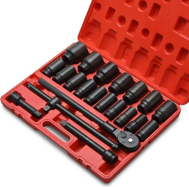 Alt view image 2 of 7 - ZOYAKKI 3/4" Drive Impact Socket Set, 21 Piece Deep Socket Assortment, 6-Point Deep Imperial Sizes (3/4-Inch to 2-Inch) | Cr-Mo Steel Includes Adapters and Ratchet Wrench Andextension Rod