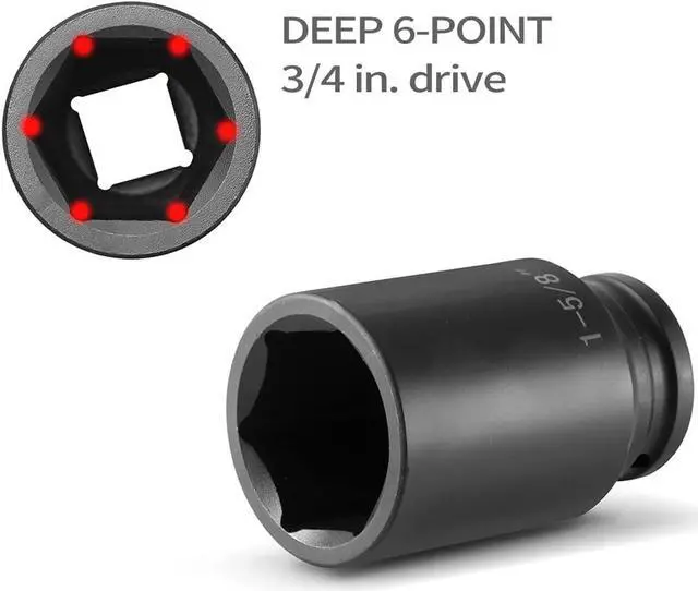 Alt view image 5 of 7 - ZOYAKKI 3/4" Drive Impact Socket Set, 21 Piece Deep Socket Assortment, 6-Point Deep Imperial Sizes (3/4-Inch to 2-Inch) | Cr-Mo Steel Includes Adapters and Ratchet Wrench Andextension Rod