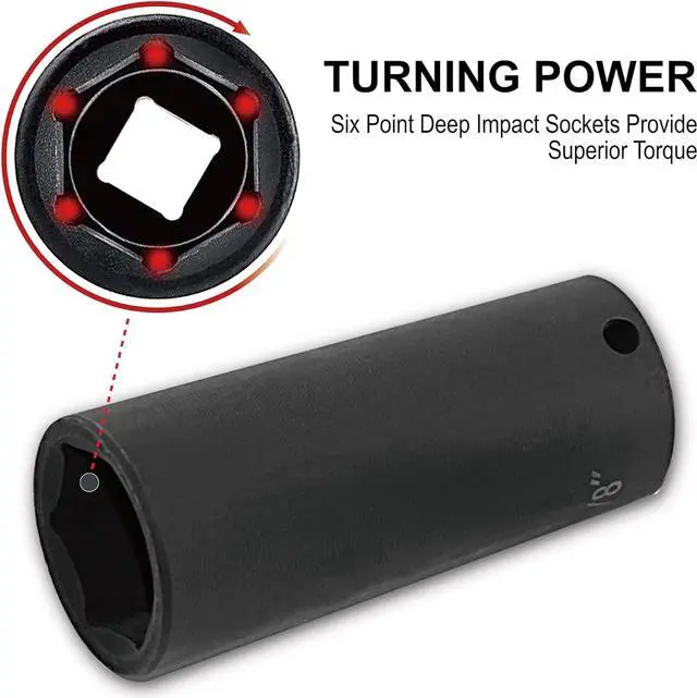 Alt view image 5 of 7 - GOSWIFT 19pcs 1/2" Impact Socket Set, 6-Point Deep Socket, Cr-V Steel, 3/8 inch - 1-1/2 inch