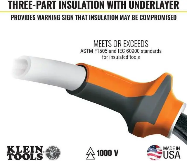 Alt view image 6 of 7 - Klein Tools 94130 1000V Insulated Screwdriver Tool Set with #2 Phillips and 1/4-Inch Cabinet Slim Tips, 2 Pliers and Wire Stripper