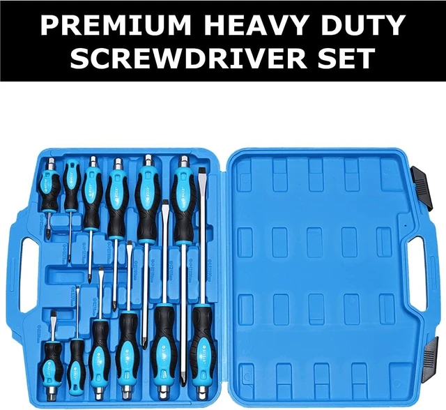 Alt view image 2 of 7 - 12-Piece Magnetic Screwdriver Set Heavy Duty Screwdriver Set Go-Thru Steel Blades High Torque 6 Phillips & 6 Flat Head Tips Screwdrivers Set with Case