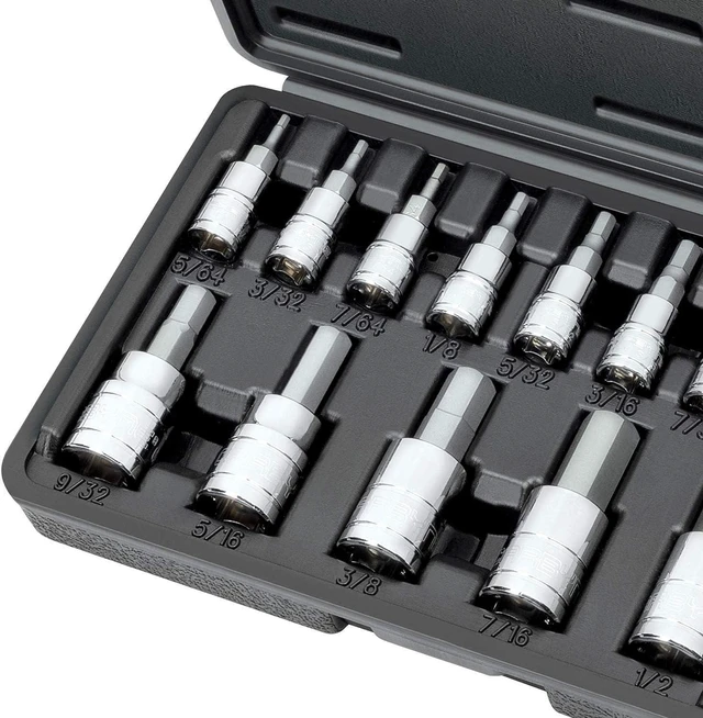 Alt view image 5 of 7 - CARBYNE Hex (Allen) Bit Socket Set - 14 Piece, SAE, S2 Steel | 1/4", 3/8" & 1/2" Drive From a Family-Run Tool Company Based in the U.S.A.