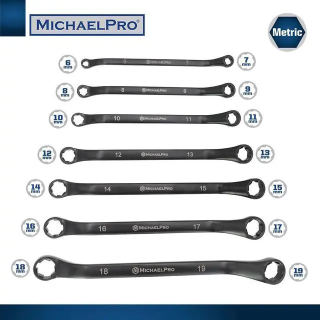 Alt view image 3 of 7 - MichaelPro MP001218 18Pc Black Oxide Bolt Extractor Offset Wrench and Socket Set (Metric), 6-Point Rounded Box End Nut & Bolt Remover | Rounded, Stripped, Thin Bolts Remover, with Cushion Grip Sockets