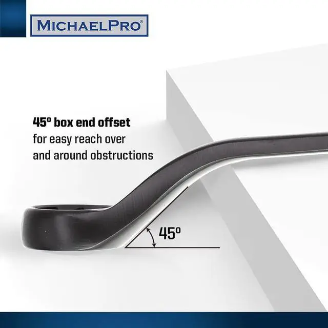 Alt view image 4 of 7 - MichaelPro MP001218 18Pc Black Oxide Bolt Extractor Offset Wrench and Socket Set (Metric), 6-Point Rounded Box End Nut & Bolt Remover | Rounded, Stripped, Thin Bolts Remover, with Cushion Grip Sockets