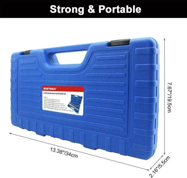 Alt view image 5 of 5 - NORTOOLS 34 PCS SAE & Metric Combination Hex Bit Socket Set