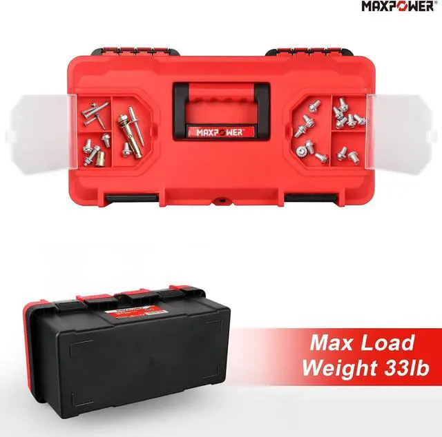 Alt view image 4 of 7 - MAXPOWER Tool Box 16-inch, Small Plastic Tool Box with Latch and Removable Tray, Red