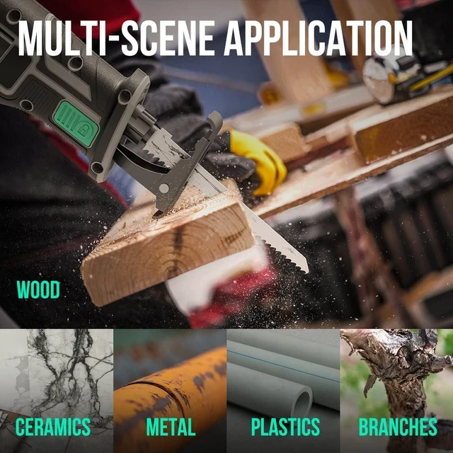 Alt view image 3 of 7 - Litheli Reciprocating Saw Cordless, Powerful Hand Saw Kit with 20V 4.0 Ah Battery & Fast Charger, 0-3000 SPM with Tool-Free Blades Change, Lightweight for Wood & Metal Cutting.