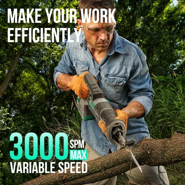 Alt view image 2 of 7 - Litheli Reciprocating Saw Cordless, Powerful Hand Saw Kit with 20V 4.0 Ah Battery & Fast Charger, 0-3000 SPM with Tool-Free Blades Change, Lightweight for Wood & Metal Cutting.