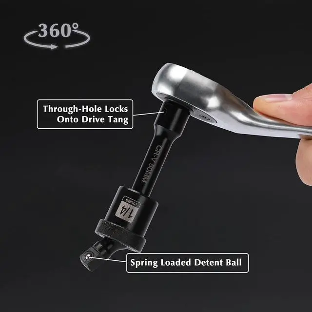 Alt view image 6 of 7 - EMENTOL 55PCS 1/4" Drive Deep and Shallow Impact Socket Set, CR-V, SAE/Metric, 6 Point, 5/32 Inch - 9/16 Inch, 4mm - 15mm, Impact Extension Bars, Universal Joint, Adapter