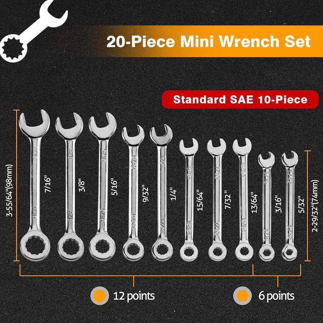 SPEEDWOX 20 Pcs Mini Combination Wrench Set Mini Ignition Wrench