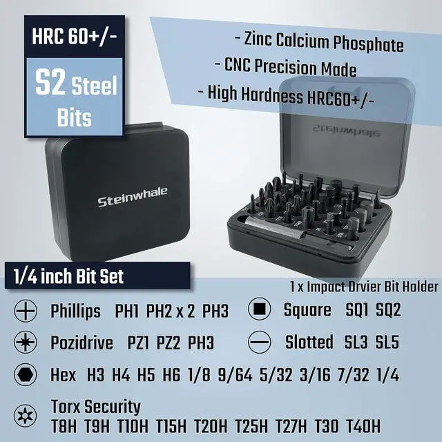 Alt view image 6 of 7 - Steinwhale 32 in 1 Ratchet Screwdriver Set with Push-Eject Extension Rod, 48-Tooth Gear Ratchet, Antislip Soft Handle, Magnetic Bit Holder, 30pcs S2 Steel Bits, Excellent Handling and Versatile Use