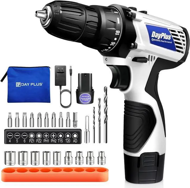 Main image of 16.8v Cordless Power Drill Combi Driver Electric Screwdriver Tools Kit,2 Variable Speed 18+1 Torque Setting,23pcs Drill/Driver Bits