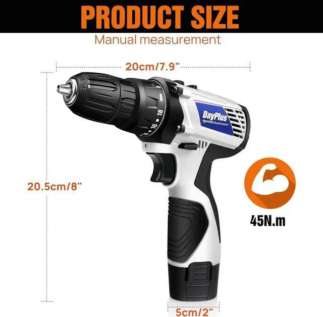 Alt view image 6 of 7 - 16.8v Cordless Power Drill Combi Driver Electric Screwdriver Tools Kit,2 Variable Speed 18+1 Torque Setting,23pcs Drill/Driver Bits