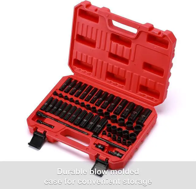 Alt view image 6 of 7 - CASOMAN 55PCS 1/4-Inch Drive Impact Socket Set, Shallow & Deep, 5/32 Inch - 9/16 Inch, 4mm - 15mm, Metric/SAE, 6-Point, Cr-V Steel Socket Set