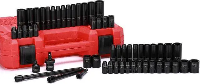 Alt view image 7 of 7 - CASOMAN 55PCS 1/4-Inch Drive Impact Socket Set, Shallow & Deep, 5/32 Inch - 9/16 Inch, 4mm - 15mm, Metric/SAE, 6-Point, Cr-V Steel Socket Set