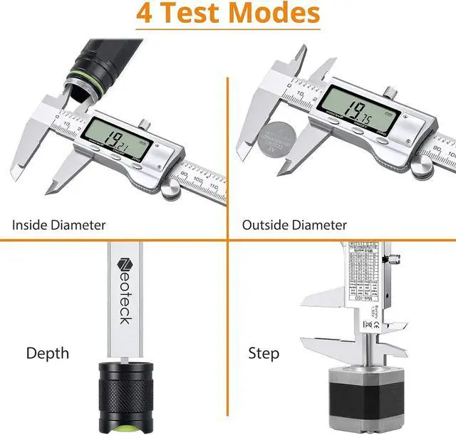 Alt view image 2 of 7 - Neoteck 6 inch/150mm Digital Caliper + Feeler Gauge Set Stainless Steel Electronic Vernier Caliper with Fractions/Inch/Metric Conversion Measuring Tool for Length Width Depth Inner Outer Diameter