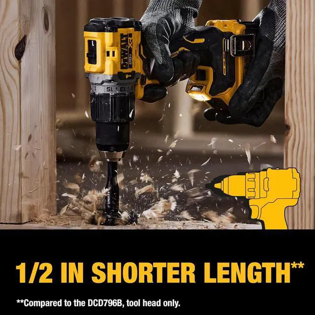 Alt view image 7 of 7 - DEWALT 20V MAX* XR® Brushless Cordless 1/2 in. Hammer Drill/Driver Kit (DCD805D2), Yellow