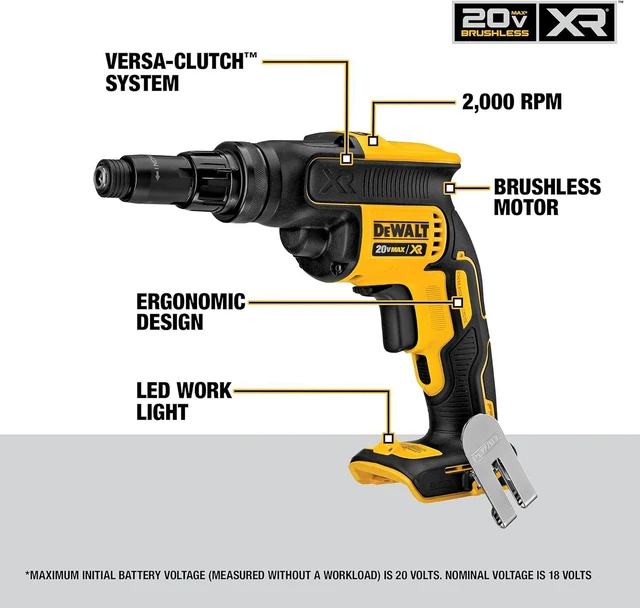 Alt view image 2 of 7 - DEWALT 20V MAX XR Screw Gun, Versa-Clutch, Adjustable Torque, Tool Only (DCF622B)