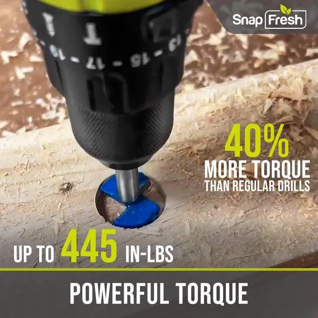 Alt view image 2 of 7 - Cordless Impact Drill, SnapFresh 20V 1/2" Power Drill Set w/ 445in-lbs Torque Max, Variable Speed 1500 RPM, 2.0Ah Battery & 1h Rapid Charger, 43Pcs Bits, Hammer Drill for Home Jobs