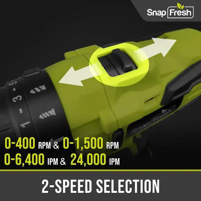 Alt view image 6 of 7 - Cordless Impact Drill, SnapFresh 20V 1/2" Power Drill Set w/ 445in-lbs Torque Max, Variable Speed 1500 RPM, 2.0Ah Battery & 1h Rapid Charger, 43Pcs Bits, Hammer Drill for Home Jobs